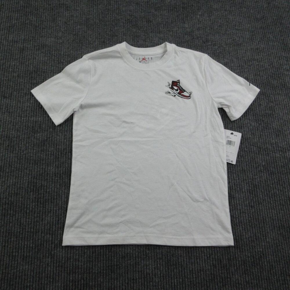 Jordan Shirt Boys M White Air Jordan Has Landed Graphic Tee Jumpman Logo NWT